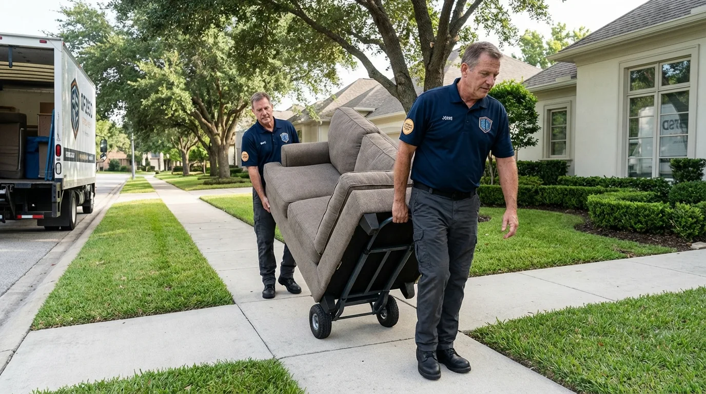 Local residential moving crew loading furniture in Weehawken, NJ